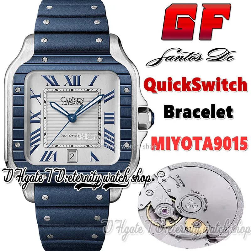 GF V3 GF0018 Japan Miyota 9015 Automatische Herren Watch Large Blue Pvd Lünette weißes Zifferblatt Römische Markier