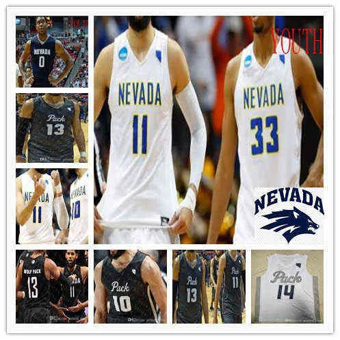 يرتدي 2021 Nevada Wolf Pack College كرة السلة NCAA خياطة 10 Caleb Martin Jalen Harris Lindsey Drew Johnson Cody Custom Custom Sewn Jer