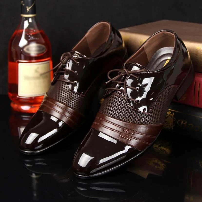 새로운 빈티지 디자인 남성용 캐주얼 가죽 신발 패션 영국 스타일 캐주얼 신발 남자 결혼식 파티 회의 팁 신발 ZJ-WZ012676
