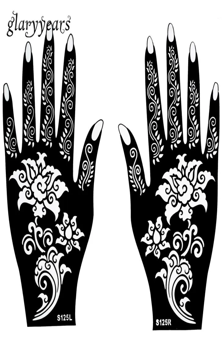 Inteiro 1 par de henna tatuagem estêncil lindo design de padrões de flores para mulheres
