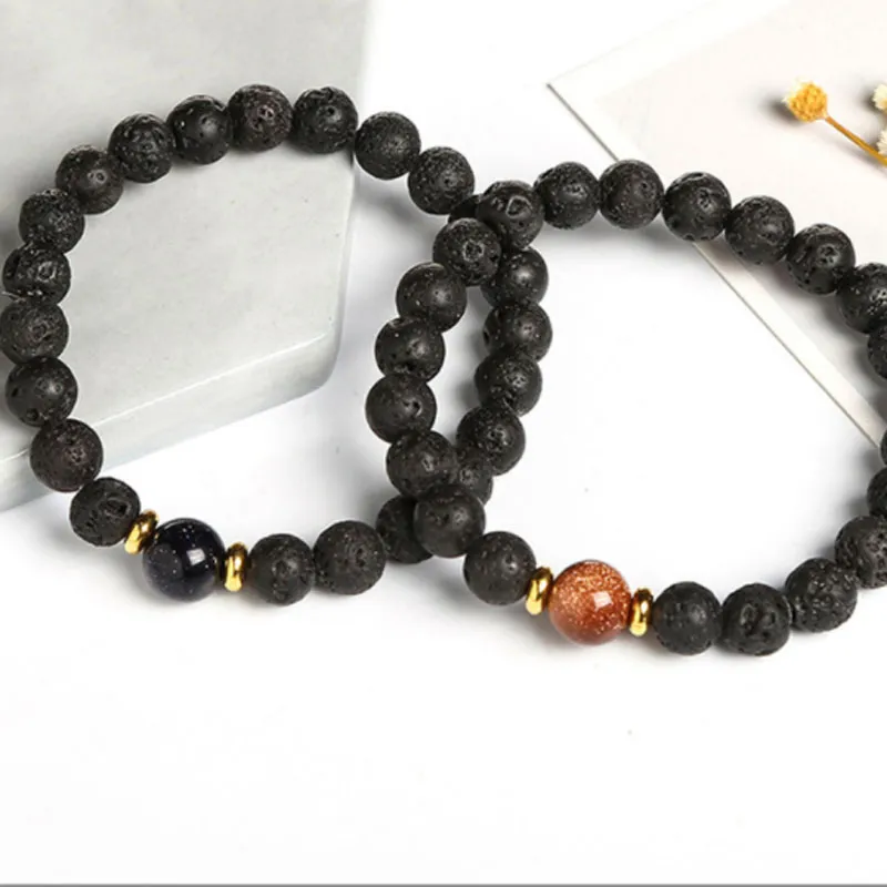 Natuurlijke lava stenen handgemaakte kralen strengen bedel armbanden yoga elastische armband sieraden voor vrouwelijke mannen minnaar