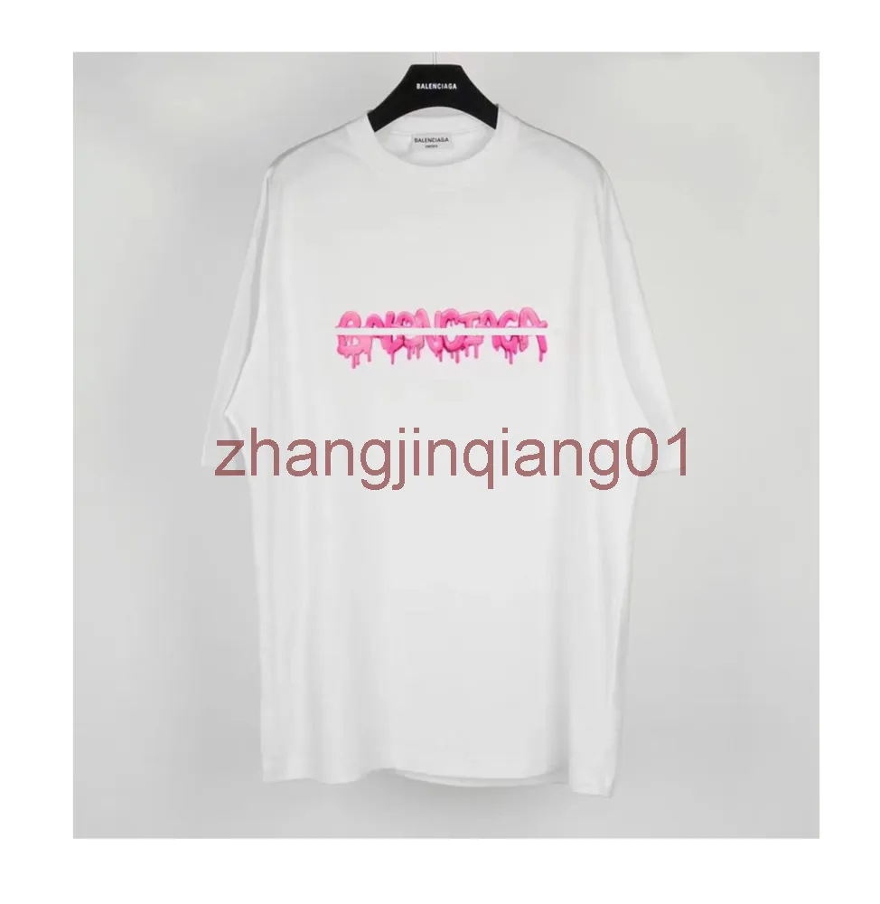 Projektant Balanciagas T Shirt Luxe moda codzienna marki Graffiti drukowanie liter męskie i damskie miłośnicy krótki rękaw koszulki biała bawełna GFMY
