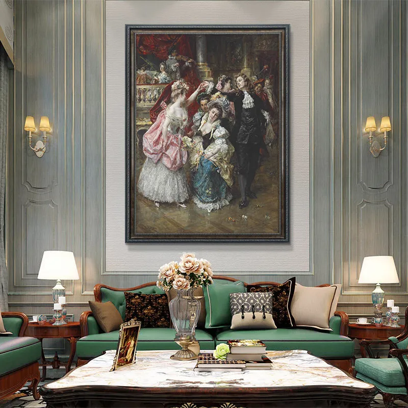 Dipinto su tela Vintage European Party Palace Portrait Poster e stampe Cuadros Wall Art Picture for Living Room Home Decor