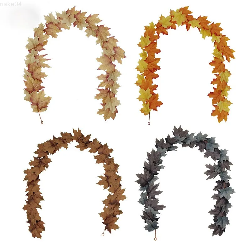 Faux Floral Greenery Simulation Maple Leaf Rattan Nordic Style Осенний дом украшения День Благодарения Пасхальный кленовый роттан J220906