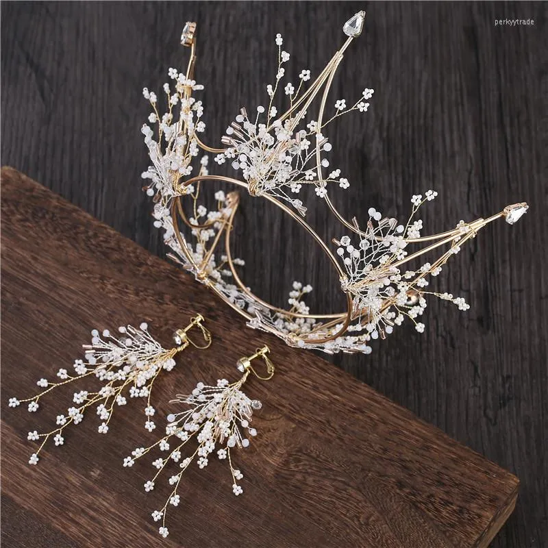 Kopfschmuck 2022 Kopfbedeckung Braut Hochzeit Krone Kleid Atmosphärischer Wald Handgemacht Fee Haarschmuck Set Schmuck