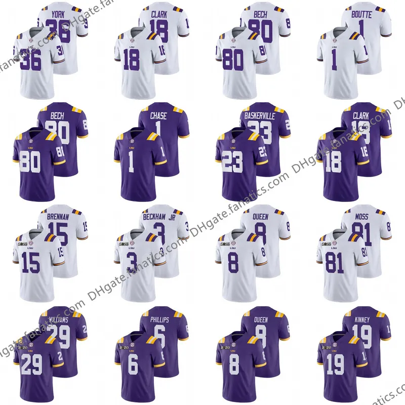 Travin Dural Ncaa Lsu Tigers College Football Jersey personalizado Jarvis Landry Chase Joe Burrow Justin Jefferson Clyde Edwards Helaire