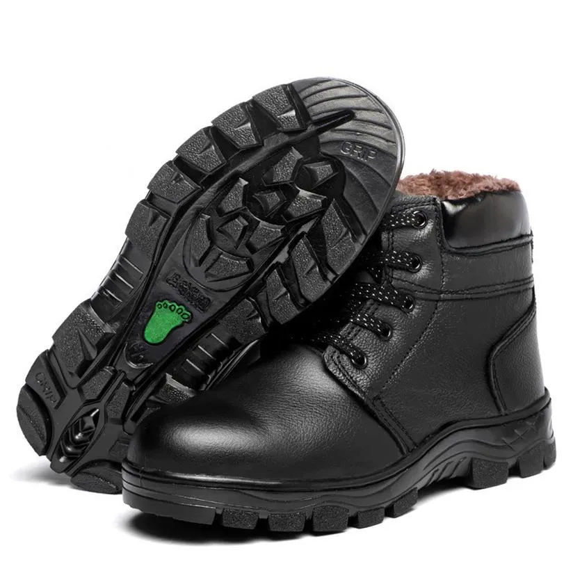 أحذية السلامة الشتوية للرجال للرجال بالإضافة إلى أحذية الثلج الدافئة المخملية تسمم أحذية الصلب المقاومة للبرد
