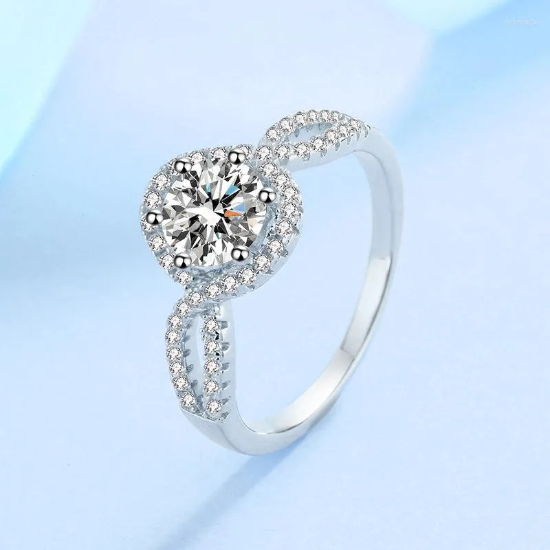 Cluster-Ringe, 100 % Moissanit-Verlobungsring, rhodiniert, S925-Silber, Brillantschliff-Diamant, Eheringe, Brautschmuck für Frauen