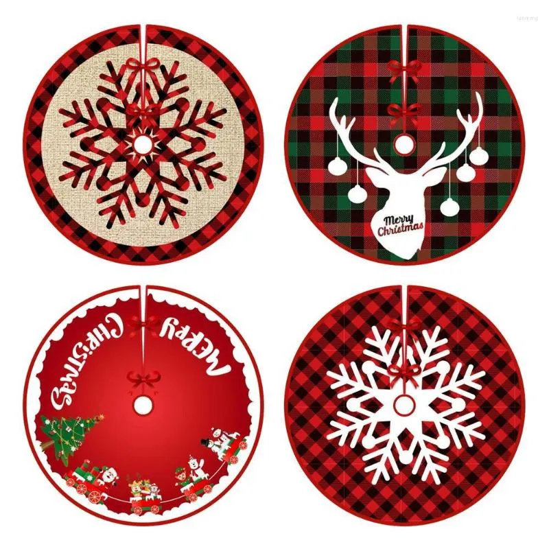 Weihnachtsdekorationen, Baumrock, rote Weihnachtsornamente für weiße, weiche Plüschmatte mit verschneitem Muster für den Urlaub