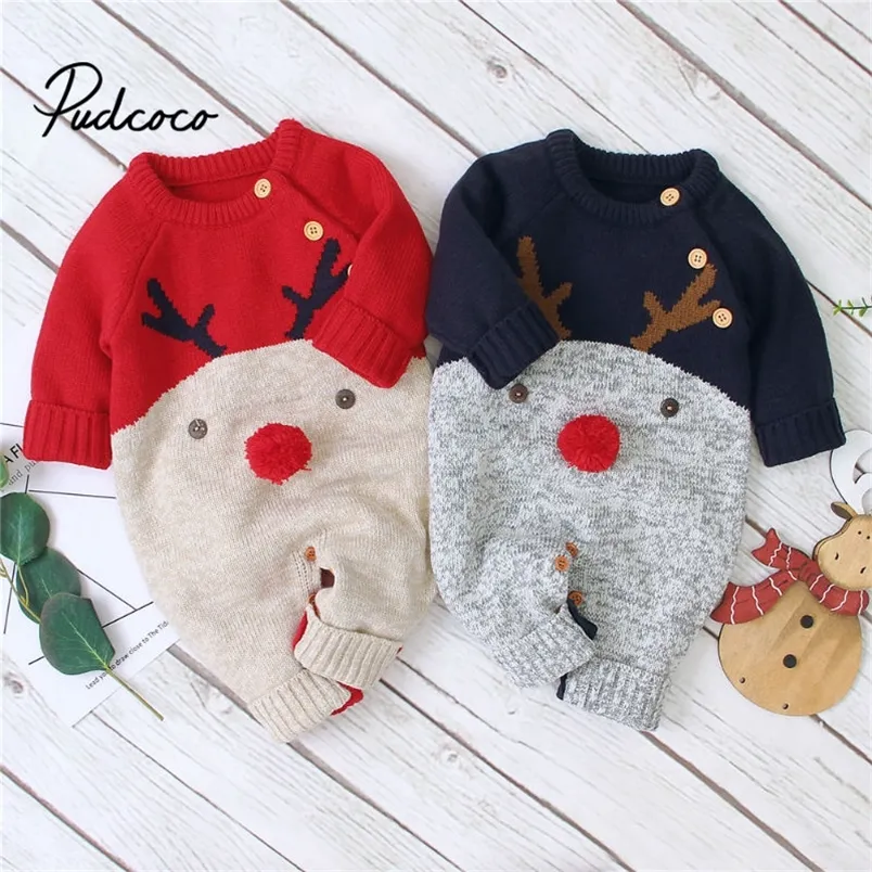 Rompers Baby Boys Christmas Rompers Rodeer kninted Infantil Juttuits Toddler Girls Girls Asyme Wild Warm Wool Complements 0-2 y 220905