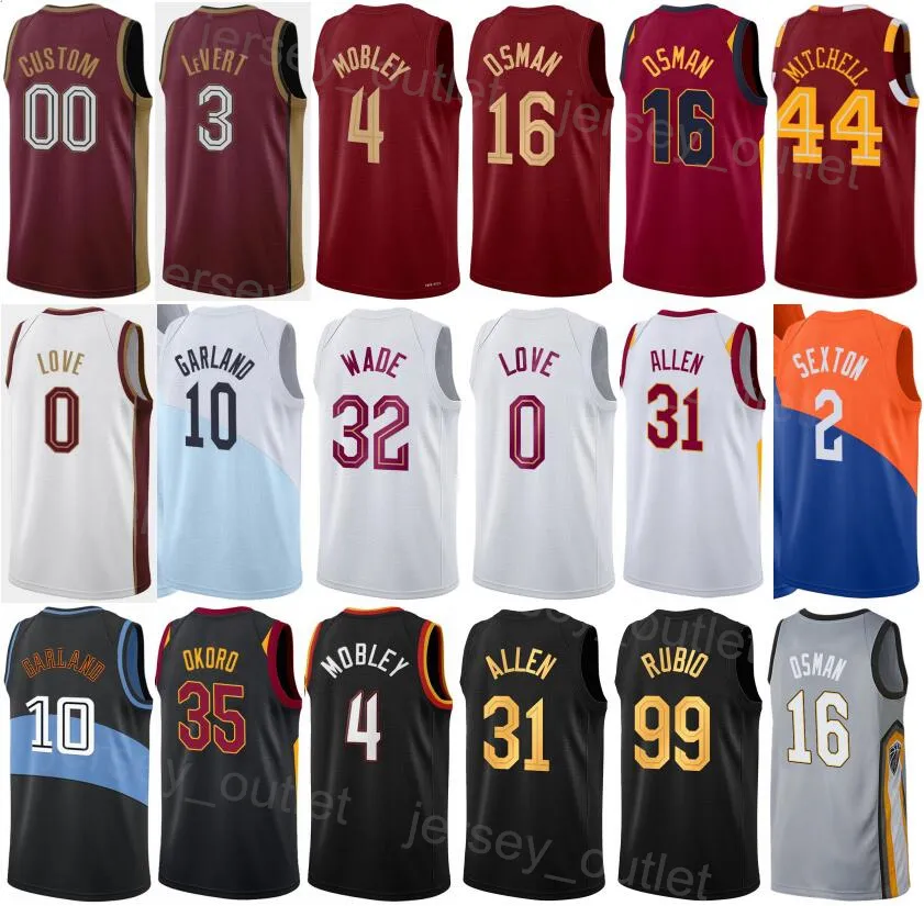 Screen Print Earned Basketball Donovan Mitchell Jersey 45 Darius Garland 10 Evan Mobley 4 Ricky Rubio 99 Cedi Osman 16 Jarrett Allen 31 Men Woman Kids Association