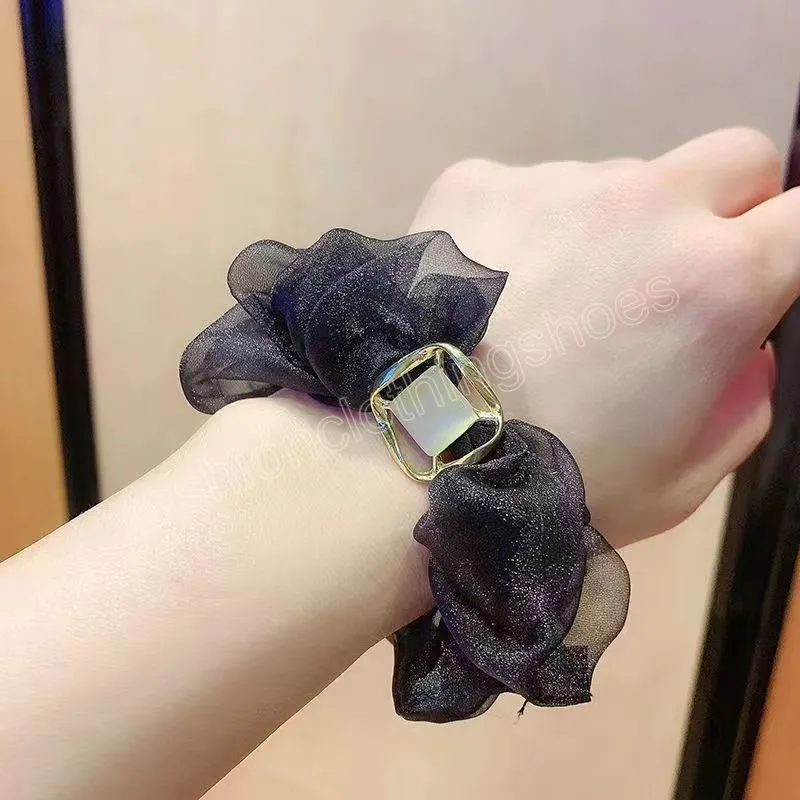 Scrunchies solidi in cristallo Fasce elastiche capelli Donna Ragazze Morbide fasce capelli Porta coda di cavallo Accessori capelli