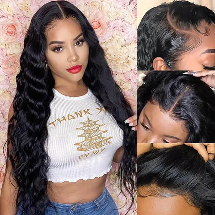 360 150% Lace Front Wigs Human Hair Loose Deep Wave Frontal for Black Woman 4x4 Pre Plucked Hairline with Baby