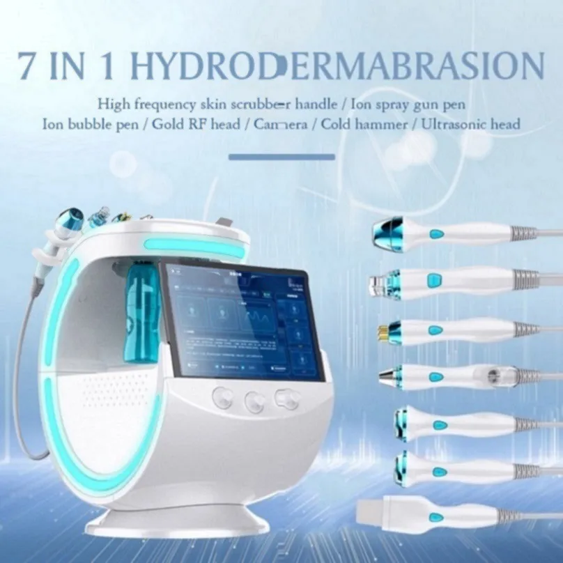 Nyaste hydro dermabrasion 7 i 1 smart isbl￥ hudhanteringssystem multifunktion ansiktssk￶nhetsmaskin f￶r djup reng￶ring