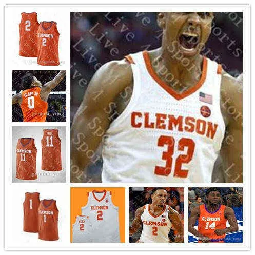 يرتدي مخصص Clemson Tigers NCAA College Basketball 2 Marcquise Reed 4 Shelton Mitchell 14 Elijah Thomas 25 Aamir Simms Sewn Jersey Ho