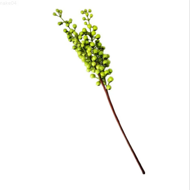 Faux Floral Verdure Simulation Usine 5 Fourche Berry Red Bean Branch Fortune Fruit Foam Red Fruit Hanging Berry Real Shooting Props J220906