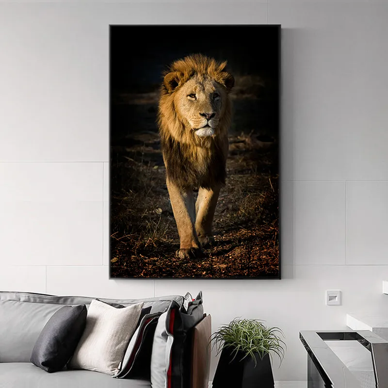 Lion Wall Art Canvas Print With Battery Control Framed Poster 24 × 36 In For Bedroom And Dorm Room From Paintings - Price 19.09 - Foto 9