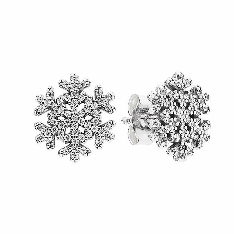 CZ Diamond Diamond Snowflows Stud arring sterling Sterling Silver Bling Wedding Jewelry Origin