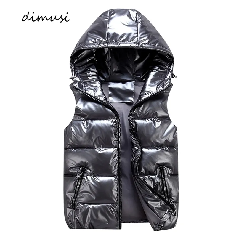 Gilets pour hommes DIMUSI Gilet Hiver Mode Argent Mâle Coton Rembourré Manteaux À Capuche Vestes Sans Manches Casual Épais Gilets Hommes Vêtements 220905