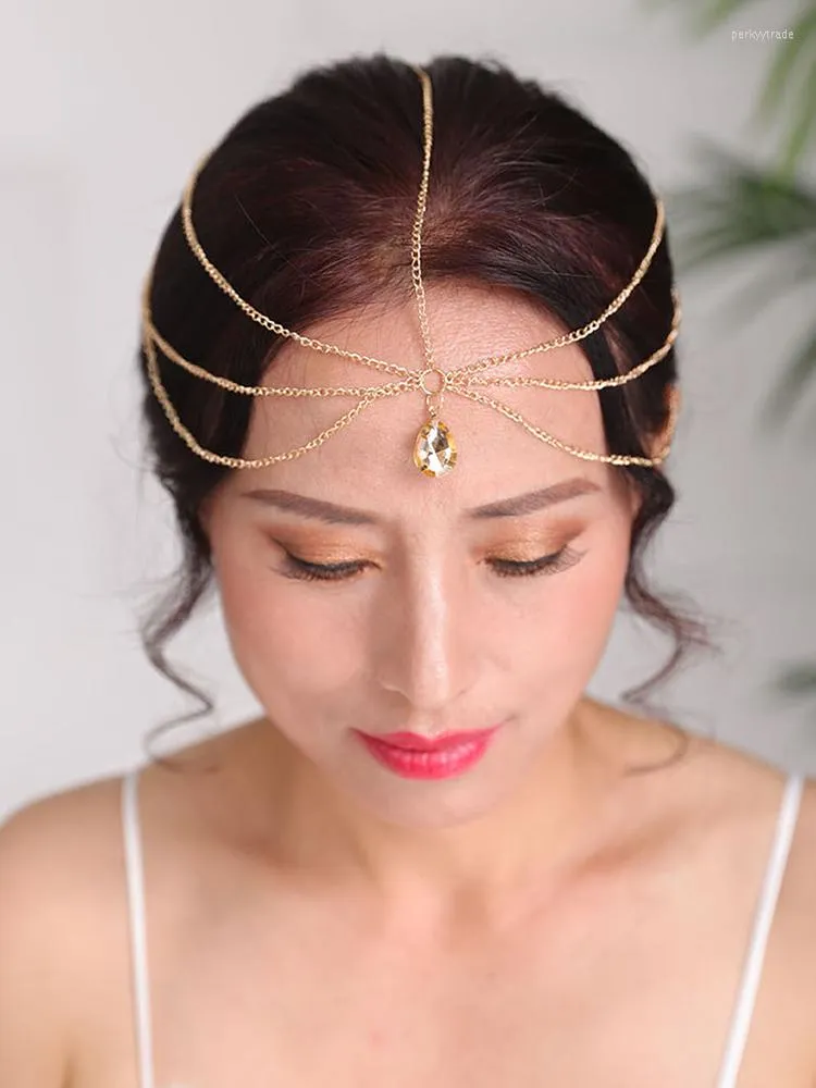 Kopfbedeckungen, Vintage-Hochzeitsaccessoires, silberne und goldene Kopfkette, böhmischer Haarschmuck, Party-Stirnband für Frauen, Krone, Braut-Kopfbedeckung