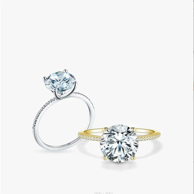 Classical 4 Claw Wedding Rings Simple Fashion Jewelry Pure 100% 925 Sterling Silver Round Cut Moissanite CZ Diamond_voghion.com