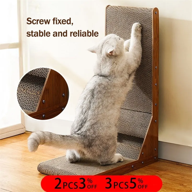 Grattoirs pour meubles de chat Planche à gratter en forme de L Grattoir détachable Poteau à gratter pour s Meulage Griffe Escalade Jouet Fournitures pour animaux de compagnie 220906