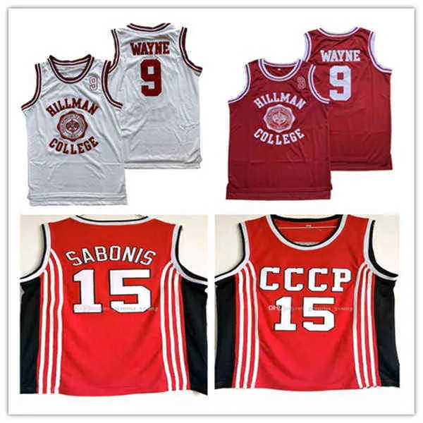 Indossa uomo Basket 9 Dwayne Wayne Un mondo diverso Hillman College Theatre Maglie cinematografiche Rosso Bianco Russia CCCP 15 Arvydas Sabonis Vintage