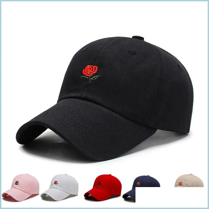 Boll Caps kvinna broderi bomull baseball cap pojkar flickor snapback hip hop platt hatt rose broderad mode vild droppe deliv vipjewel dhocb