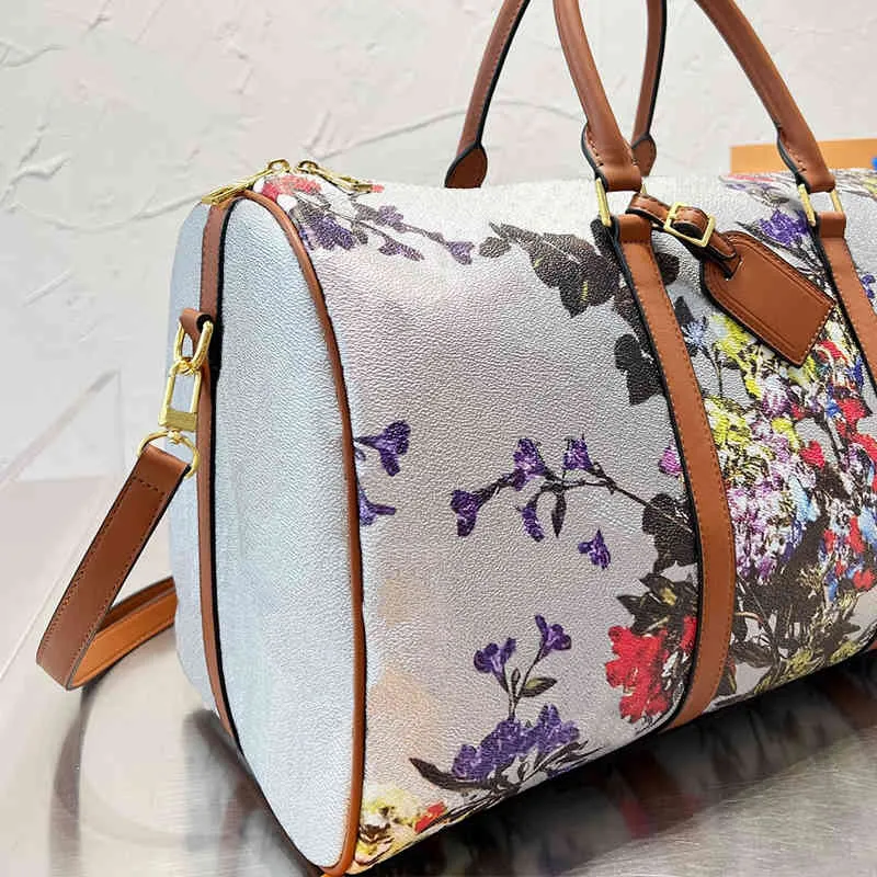 Topp duffle påse resväska vintage bagage designer väskor kvinnor handväskor högkvalitativa damer mode stor kapacitet blomma laggages handväska