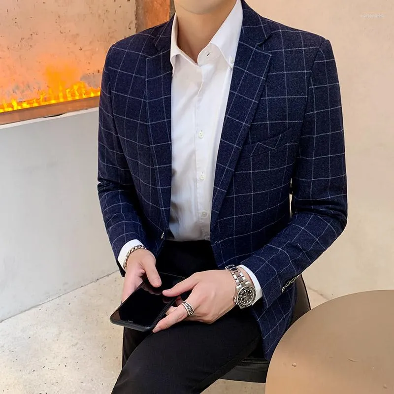 Slim Fit Mens Linen Sport Coat Jacket For Autumn Winter Black Blue