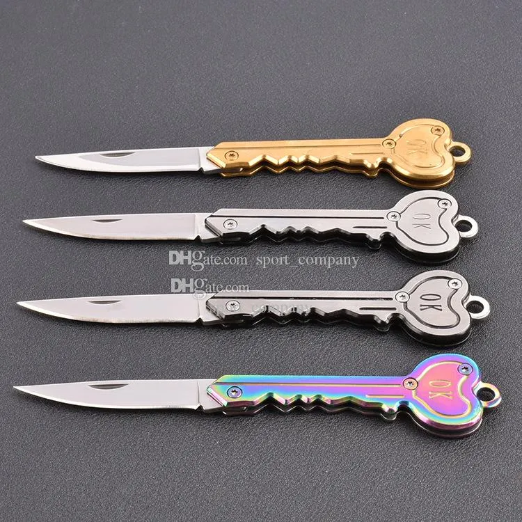 Mini Key Knife Letter Camp Outdoor Keyring Ring Keychain Fold Open