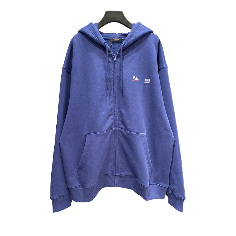 Hoodies للرجال موجة Cola Terry Zip Hoodie سترة ثقيلة للرجال الخريف كلاسيك المد جولة