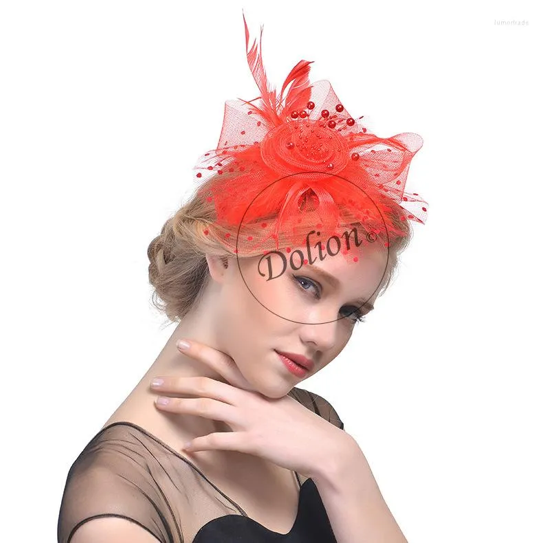 Copricapo GH0101D Garza da sposa Tiara Piuma Ornamento per capelli Festival di corse di cavalli Cappello a cilindro Barrette per feste Halloween