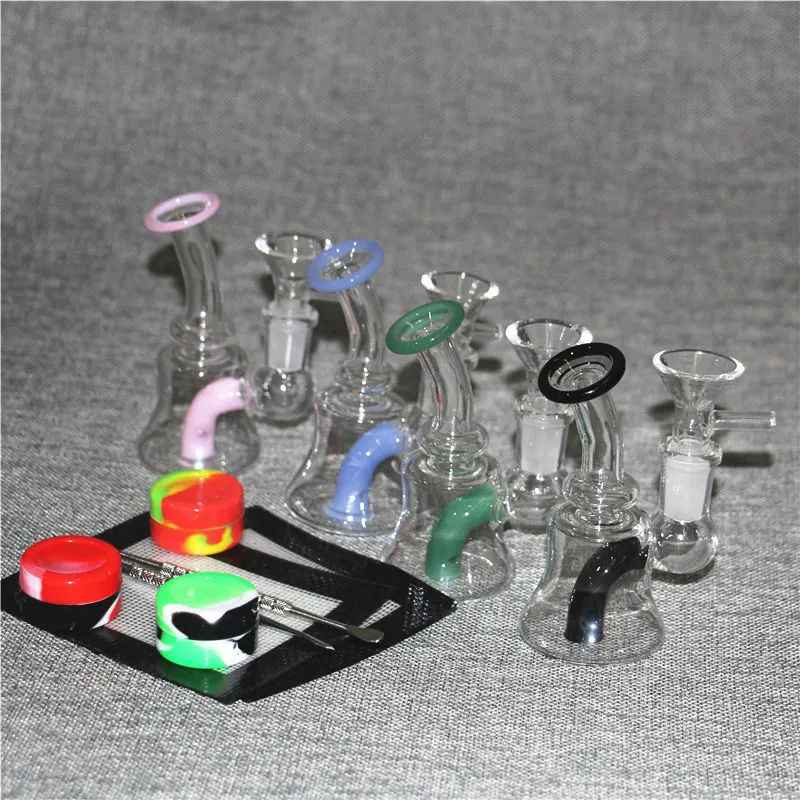 Wasserpfeifen, Mini-Ölplattformen, berauschende Glasbongs, Wasserpfeifen, dicker Bubbler mit 14-mm-Banger und 4,5-Zoll-Dabber-Werkzeugen