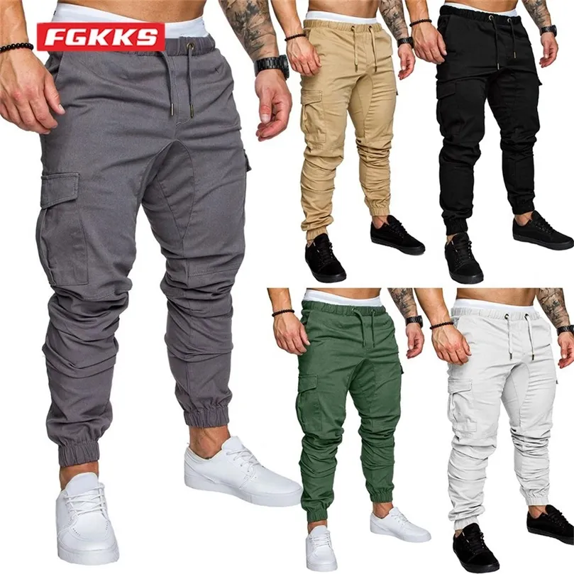 Calça masculina calça fgkks machos jogadores jogadores multipockets de moletom de moletom de moletom de harém de hip hop 220906