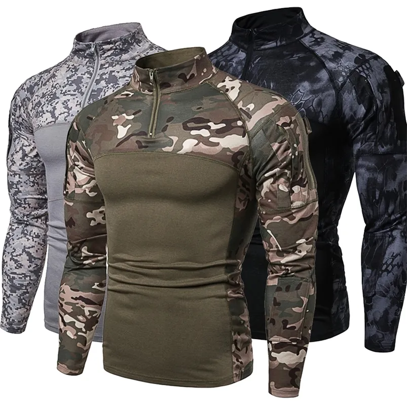 T-shirts hommes hommes camouflage tactique vêtements militaires chemise de combat assaut à manches longues serré t-shirt armée costume 220906