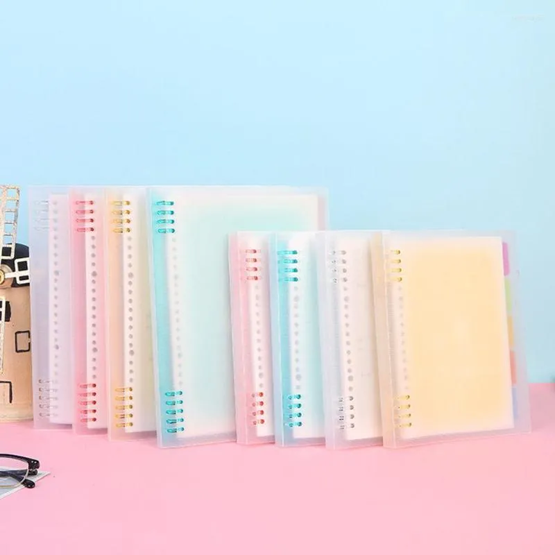 Hole A4 A5 B5 Loose Leaf Plastic Case Candy Color Notebook Cover Binder Clip Transparent Frosted Refill