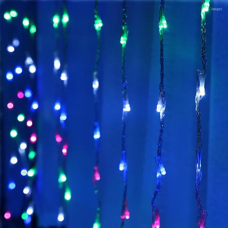 Str￤ngar LED vattenfall gardin istack str￤ng ljus jul br￶llop fest bakgrund tr￤dg￥rd dekoration lampa ac220v 3 3m 2m krans