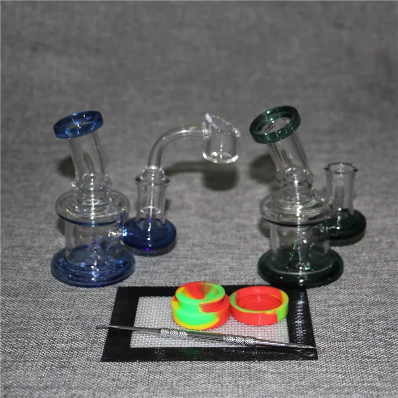 hookahs Thick Glass Bong Heady Oil Mini Vapor Dab Rig Water Pipes Base 5 Inches 14mm Joint dabber tools