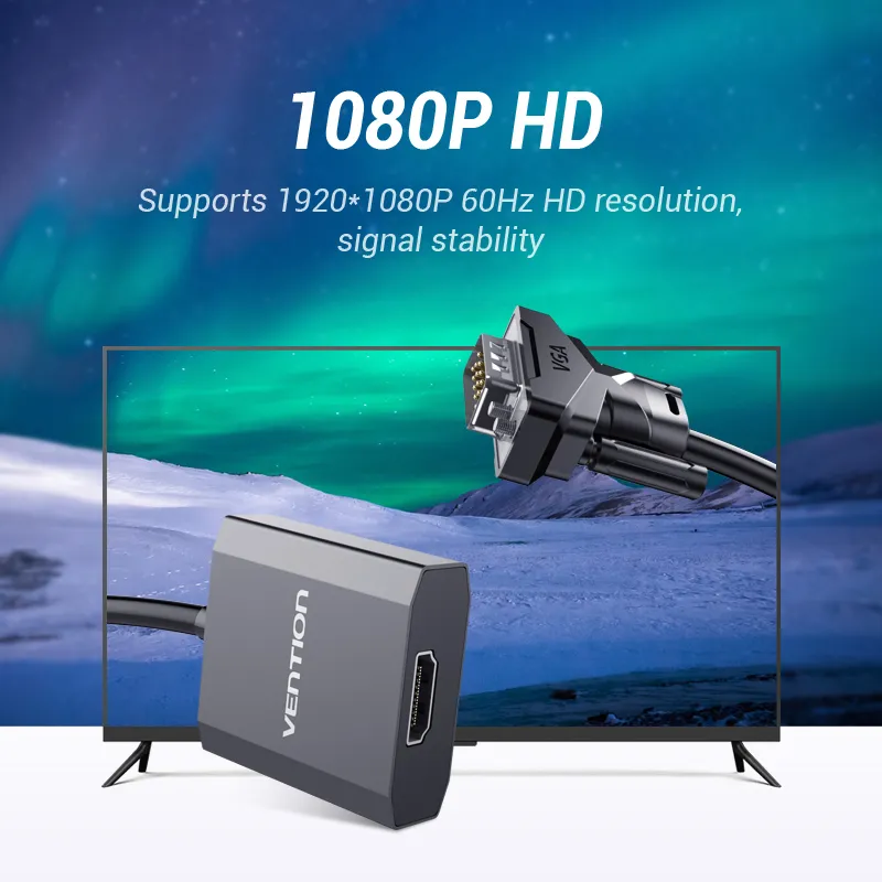 Cablesaudio Video Cables Vention 1080p Man till kvinna med Audio Digital Analog Adapter för Laptop HDTV Projector