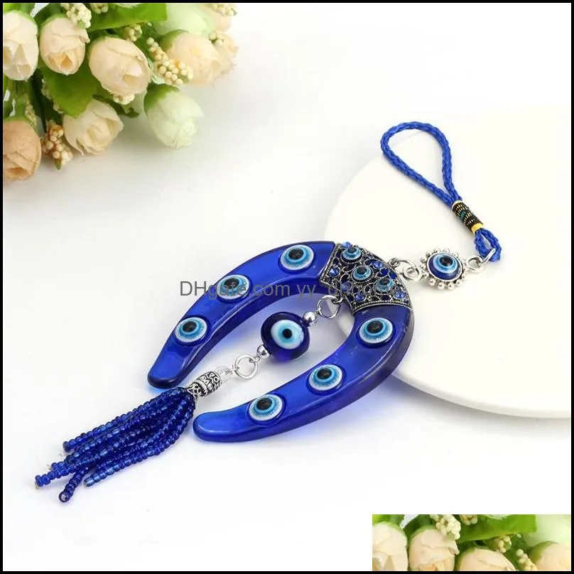 Portachiavi New Fashion Wall Charm a ferro di cavallo Car Keychain Ciondolo Gioielli Evil Eye 1251 Q2 Drop Delivery 2021 Accessori Yydhhome Dhsgj