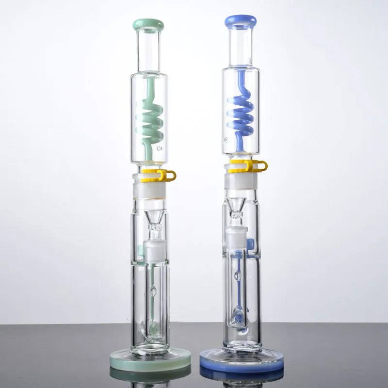 Gongohs de 17 polegadas do tipo reto com 4 mm de espessura de bônus de vidro grande de 18 mm de óleo fêmea de óleo fêmea Dab Rigs exclusivos tubos de água verde azul com tigela WP2283