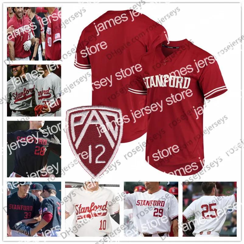 College-Baseball trägt benutzerdefiniertes Stanford Cardinal 2019 Baseball-Jersey mit beliebigem Namen, Nummer, Weiß, Rot, Grau, Schwarz, 29 Brandon Wulff, 25 Andrew Daschbach, NCAA-Trikot für Männer, Jugendliche und Kinder