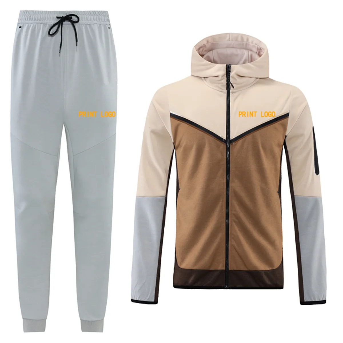 Mens football tracksuits sporty sets Designer Hooded print logo Leisure Fashion Pullover Tech fleece Sweatshirts zipper winter jacket and trousers set