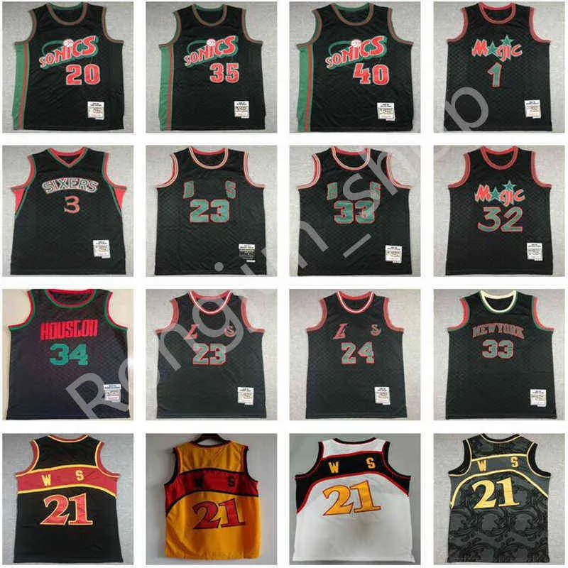 Basketball Shawn Kemp Gary Payton Kevin Durant Hakeem Ojuwon Penny Hardaway Patrick Ewing Iverson jerseys Vintage Bck