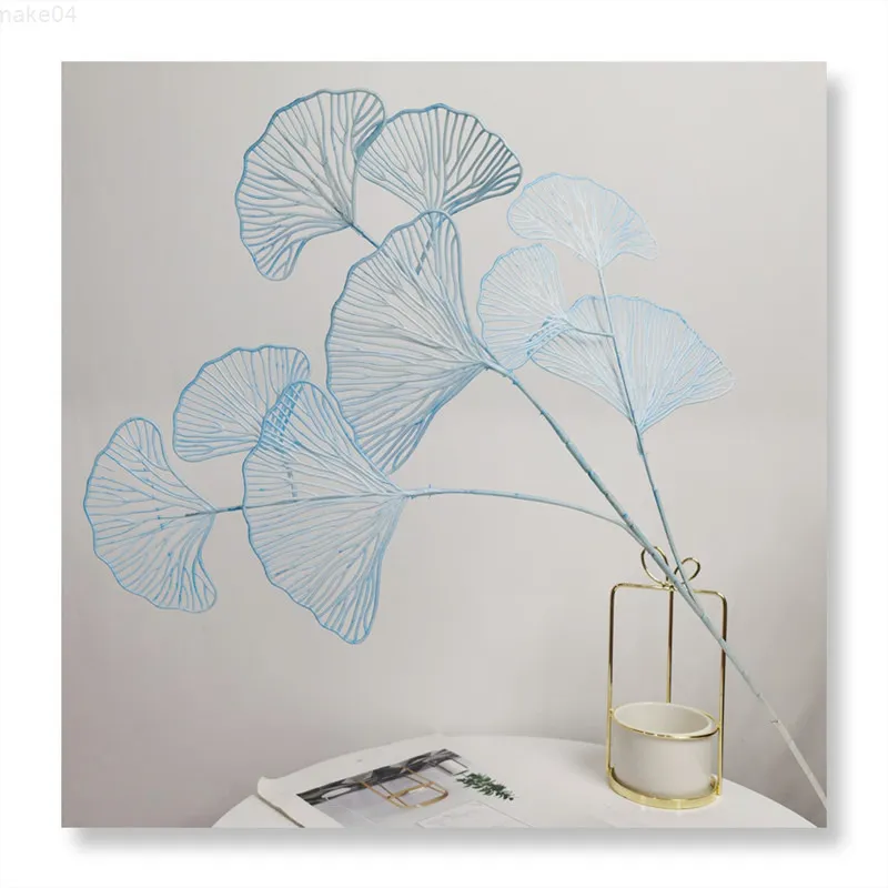 Faux Floral Greenery Fake Wedding Ginkgo Leaf Floral Branch Artificial Ginkgo Leaves Home Shop Decor J220906