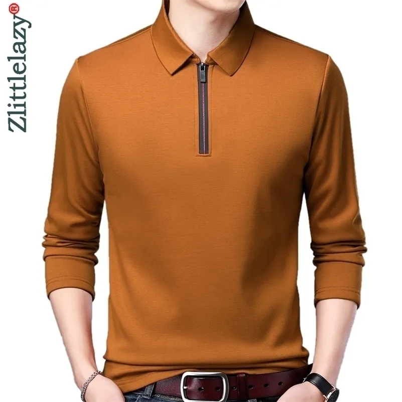 Herren Polos Reißverschluss Langarm Polo T-Shirt Männer Casual Solide Herrenbekleidung Polos Shirts Herrenmode Slim Fit Poloshirt Tops 0005 220905