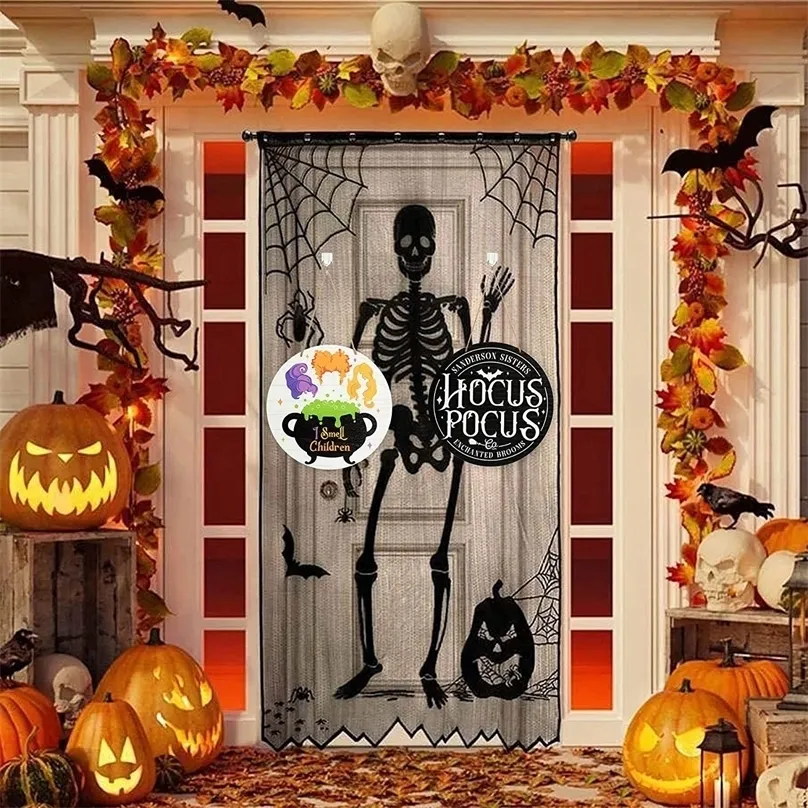 Decoração de festa 2pcs Halloween Placa de porta de madeira com ornamentos pendurados na porta redonda de bruxa de férias Eu cheiro as crianças Hocus Pocus 220906