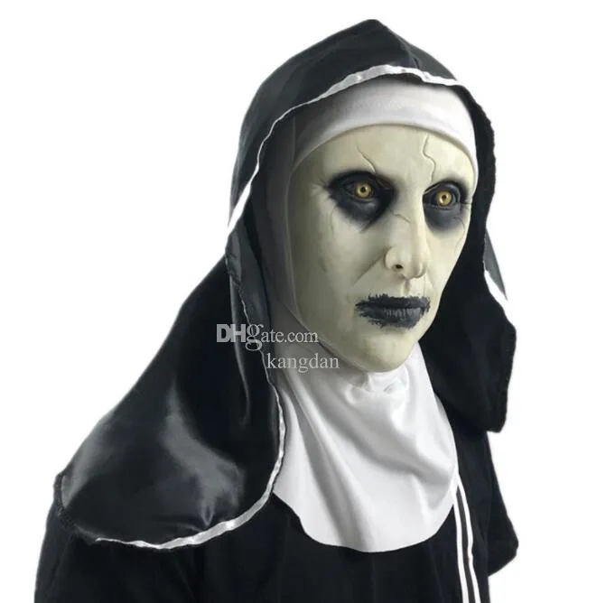 Effrayant Halloween Nun Masque Latex Cosplay Party Costume Props Pleine tête crier horreur Masques nouveauté Carnaval démon casque masque en gros