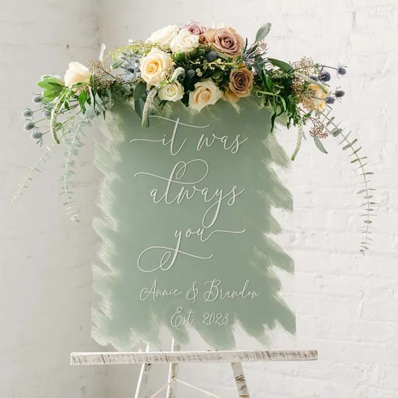 Décoration de fête peinte en acrylique, panneau de bienvenue de mariage, décor personnalisé